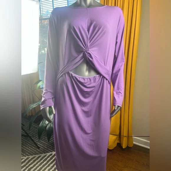 Eloquii | Dresses | Eloquii Light Purple Fitted Front Twist Cut Out Dress |  Poshmark
